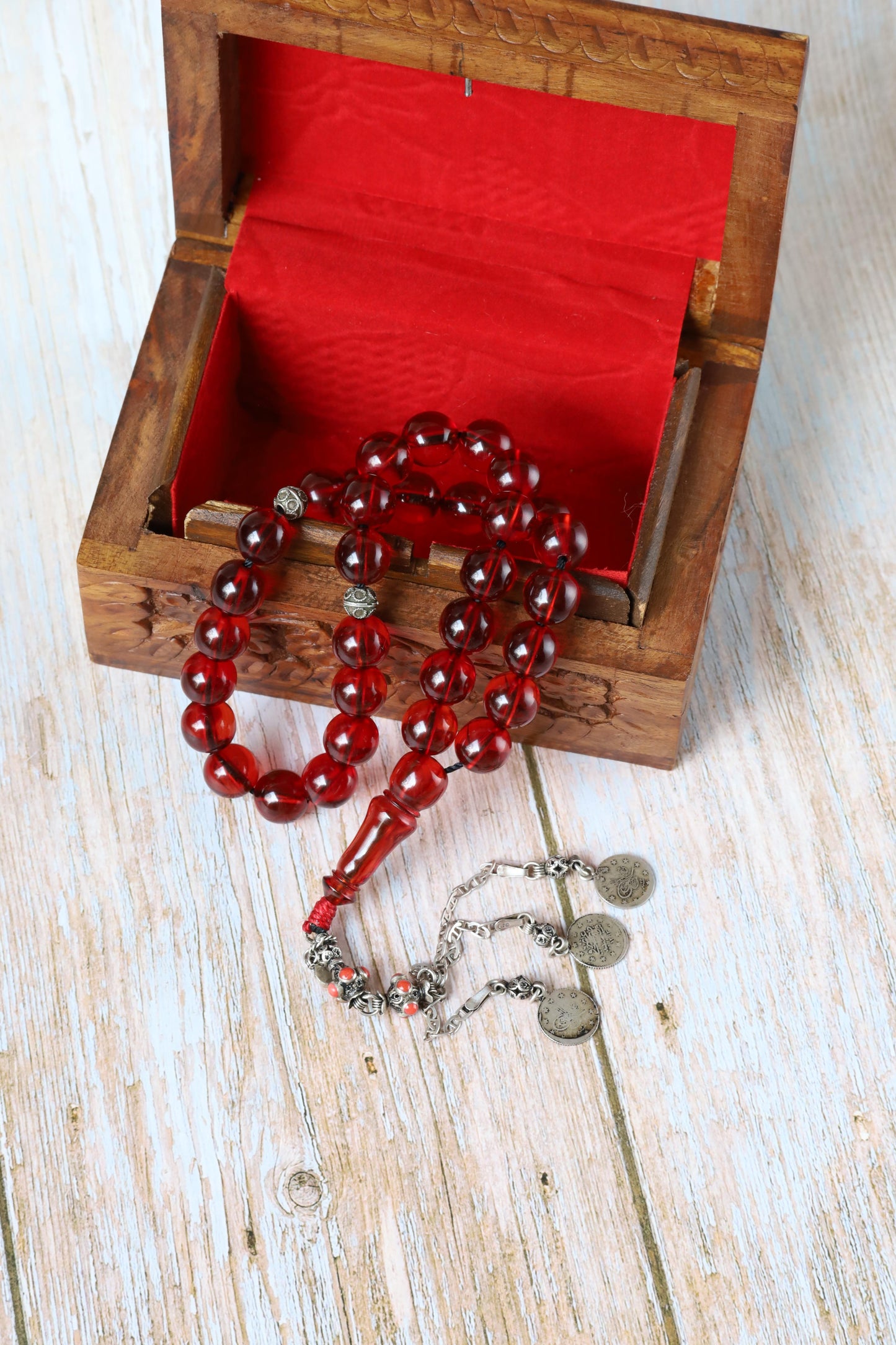 Antique "Cherry Amber" Faturan Misbah - 33 Beads