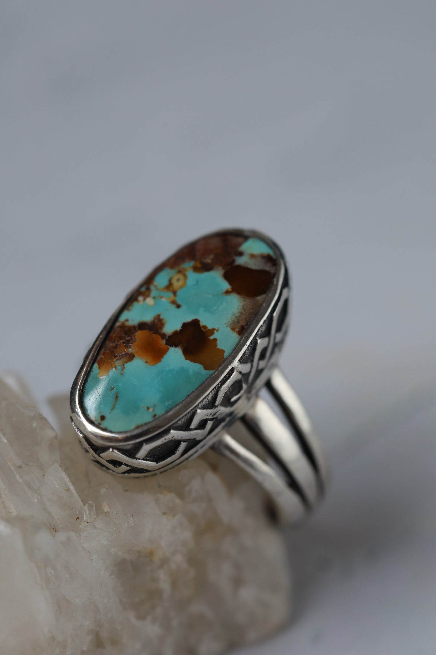 Persian Neyshabur Turquoise Ring – 925 Silver | Vintage Oval Design