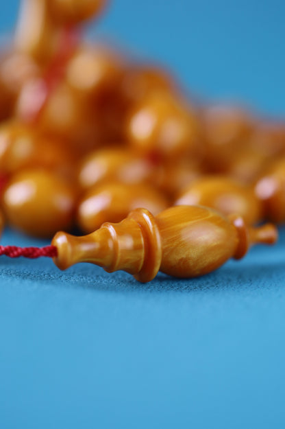 German Bakelite Rosary – 39 Beads | Dark Orange with Veins | Lebanese Craft by Sasin Dakur