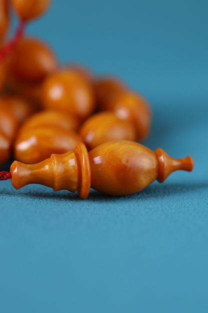 German Bakelite Rosary – 39 Beads | Dark Orange with Veins | Lebanese Craft by Sasin Dakur