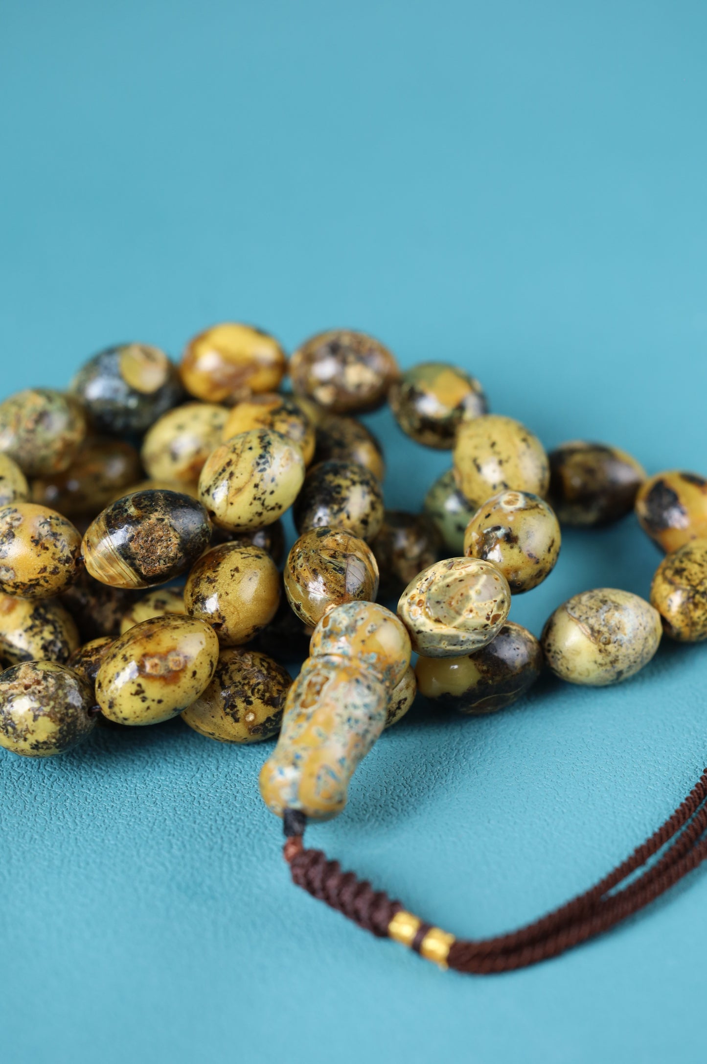 Sea Green Baltic Amber Rosary – 45 Beads | Pigeon Egg Shape