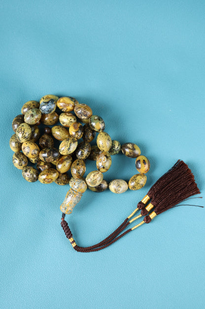 Sea Green Baltic Amber Rosary – 45 Beads | Pigeon Egg Shape