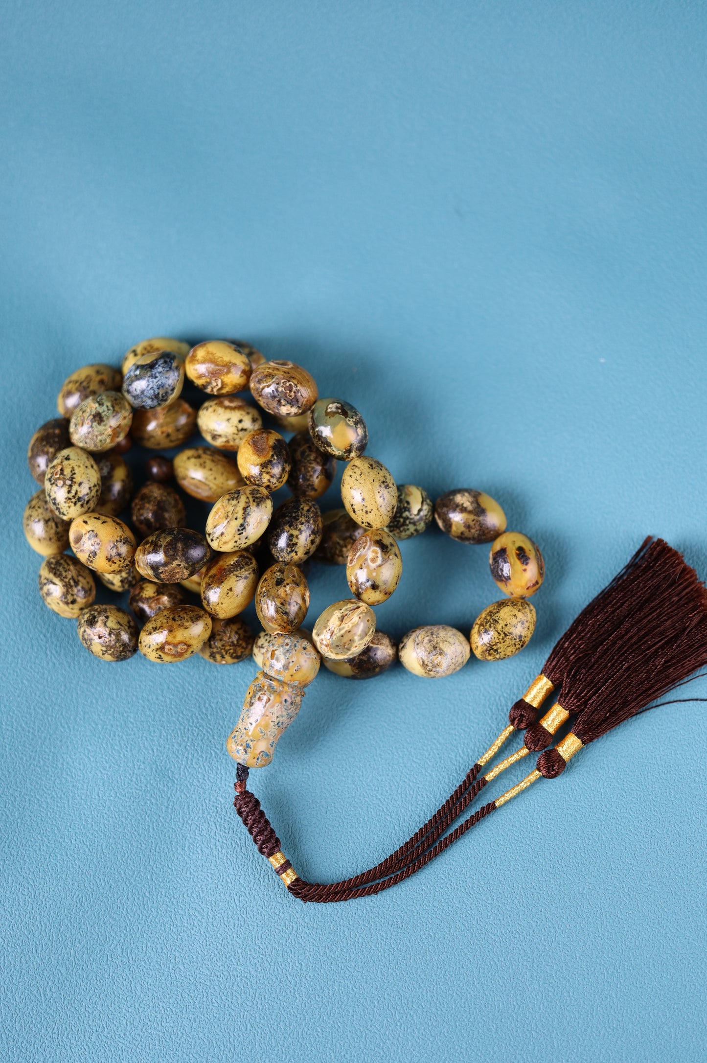Sea Green Baltic Amber Rosary – 45 Beads | Pigeon Egg Shape