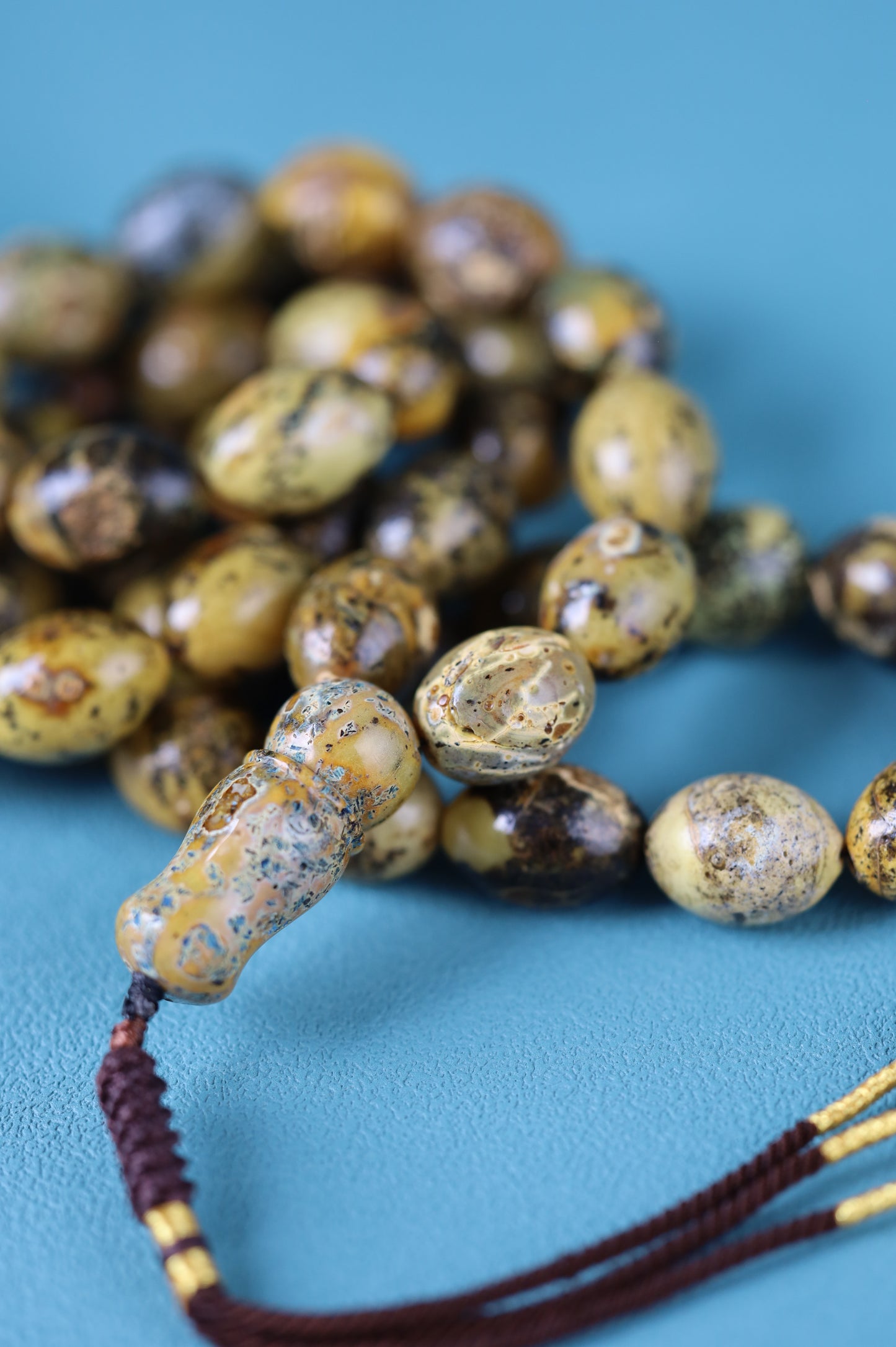 Sea Green Baltic Amber Rosary – 45 Beads | Pigeon Egg Shape
