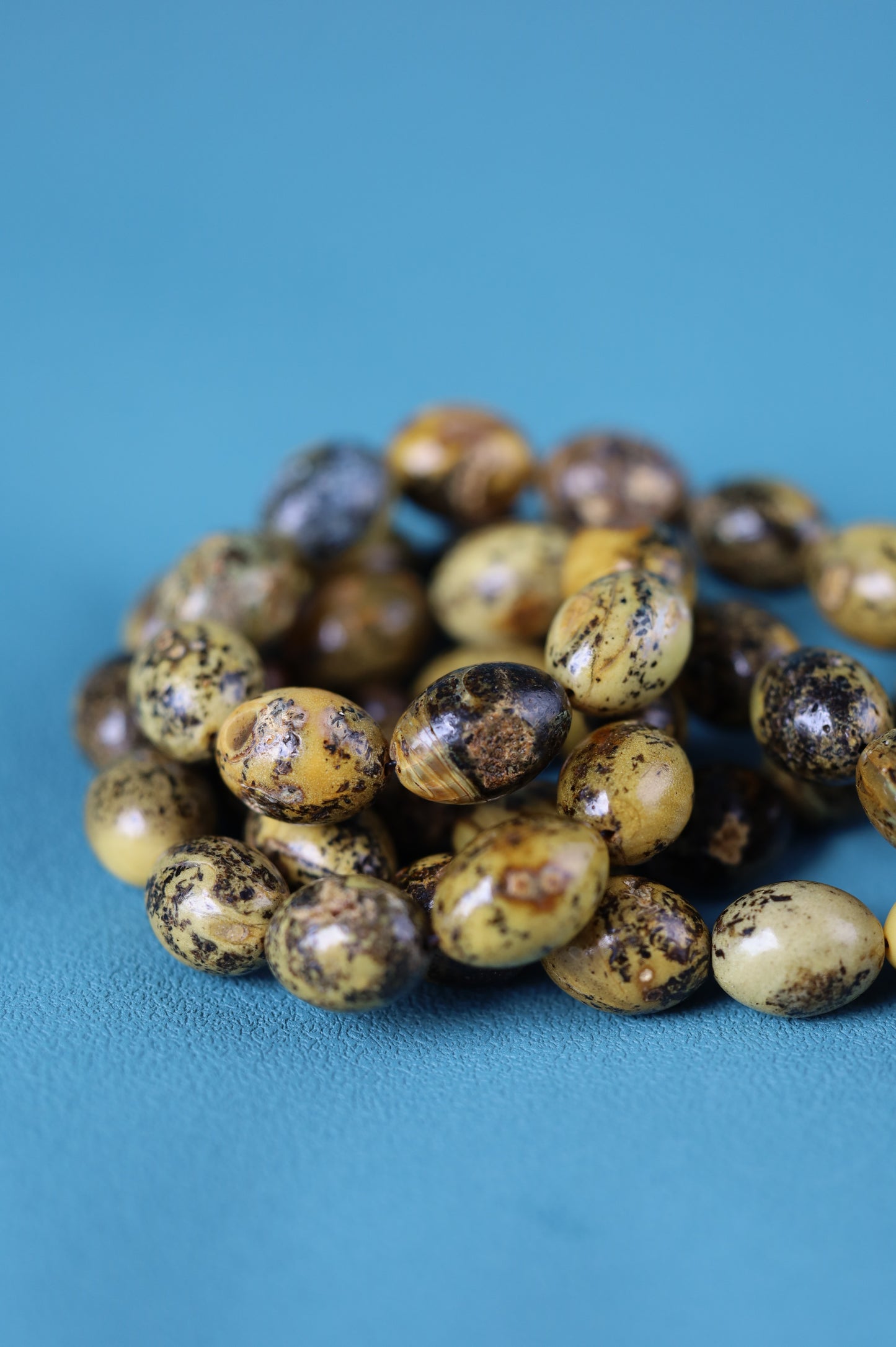 Sea Green Baltic Amber Rosary – 45 Beads | Pigeon Egg Shape