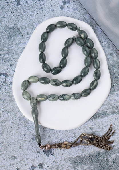 Chernobyl Old Bakelite Misbah – 33 Olive Beads