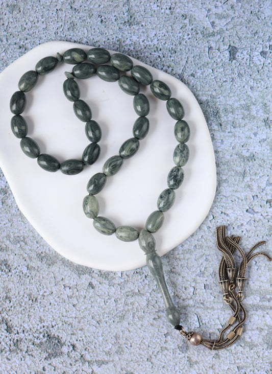 Chernobyl Old Bakelite Misbah – 33 Olive Beads
