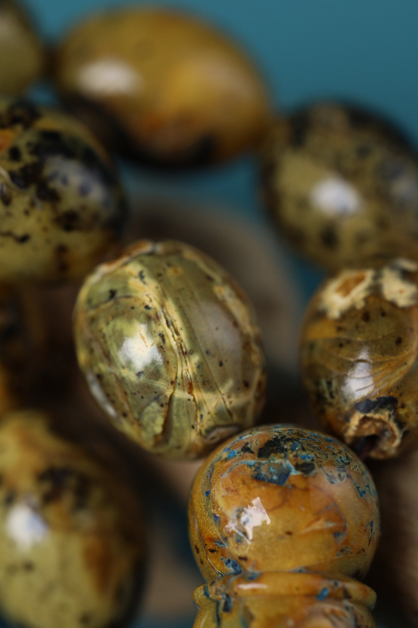 Sea Green Baltic Amber Rosary – 45 Beads | Pigeon Egg Shape