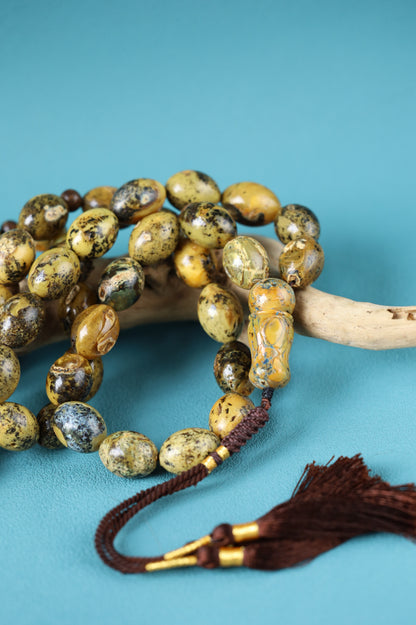 Sea Green Baltic Amber Rosary – 45 Beads | Pigeon Egg Shape