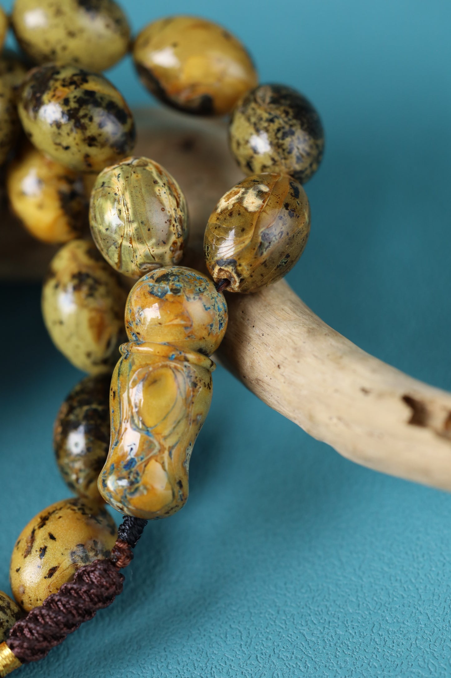 Sea Green Baltic Amber Rosary – 45 Beads | Pigeon Egg Shape
