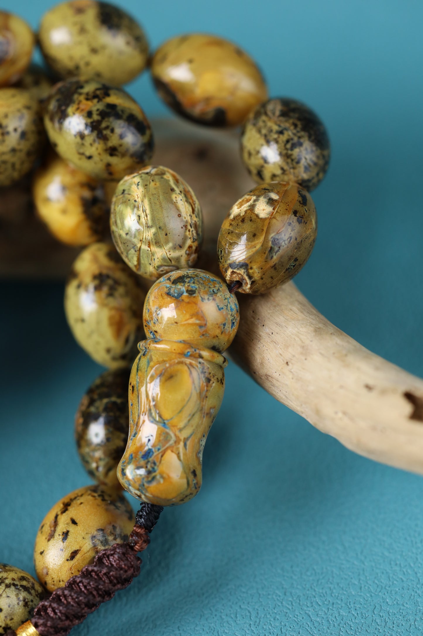 Sea Green Baltic Amber Rosary – 45 Beads | Pigeon Egg Shape