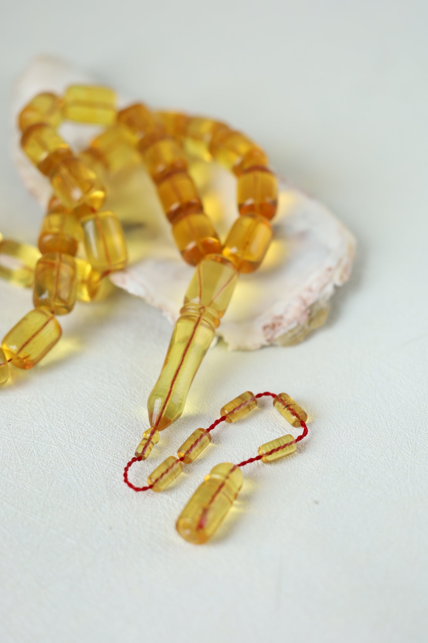Natural Dominican Amber Rosary – Olive Oil Green with Green Reflections 45 Beads