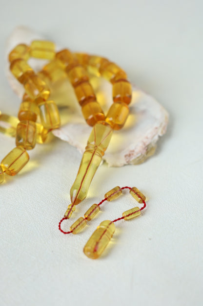 Natural Dominican Amber Rosary – Olive Oil Green with Green Reflections 45 Beads