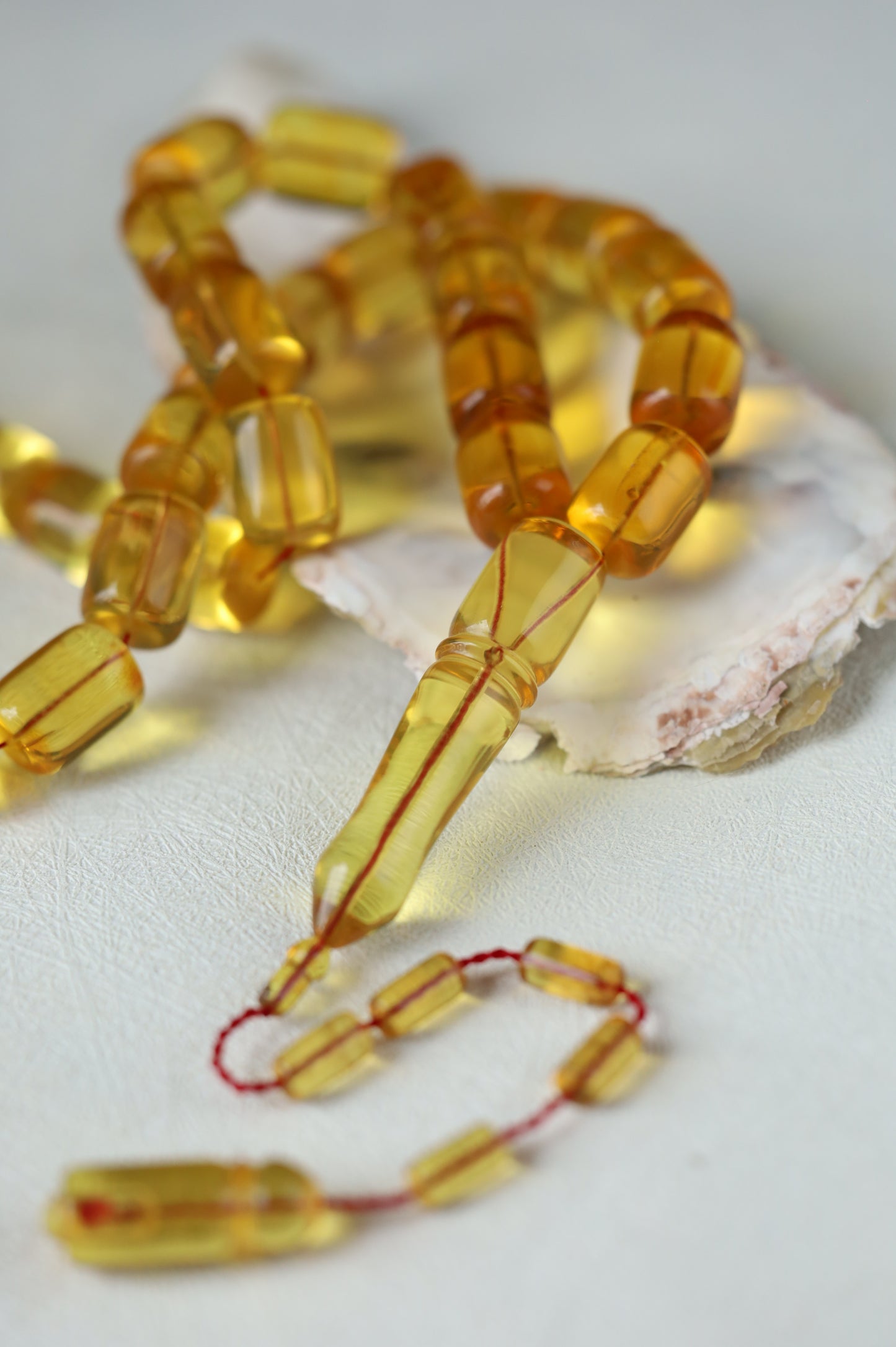 Natural Dominican Amber Rosary – Olive Oil Green with Green Reflections 45 Beads