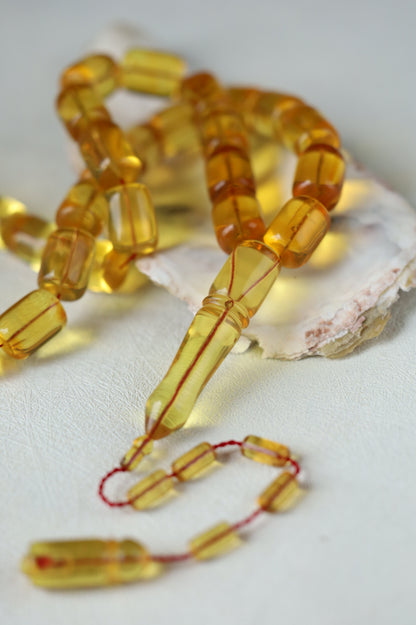 Natural Dominican Amber Rosary – Olive Oil Green with Green Reflections 45 Beads