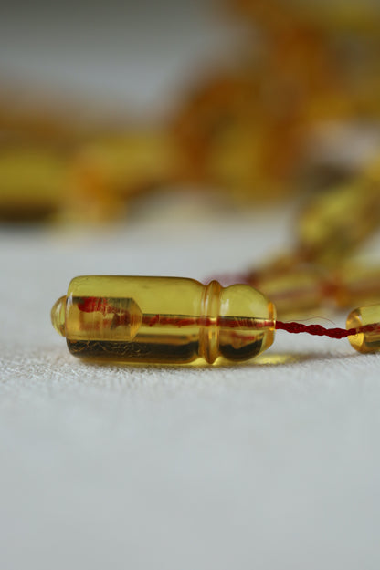 Natural Dominican Amber Rosary – Olive Oil Green with Green Reflections 45 Beads