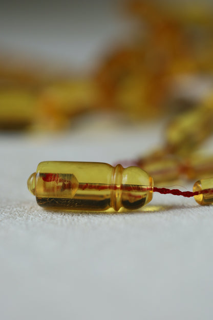 Natural Dominican Amber Rosary – Olive Oil Green with Green Reflections 45 Beads