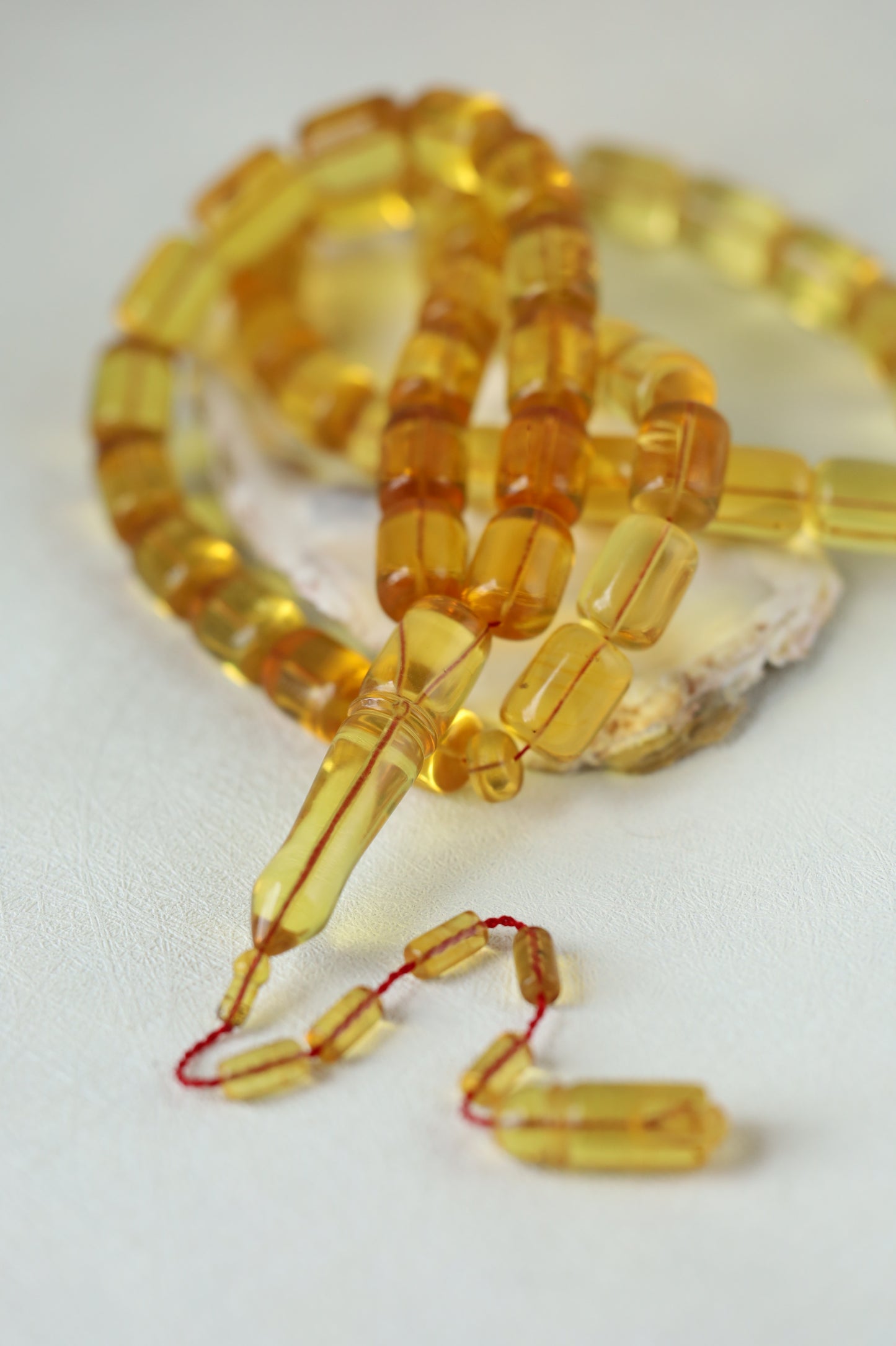 Natural Dominican Amber Rosary – Olive Oil Green with Green Reflections 45 Beads