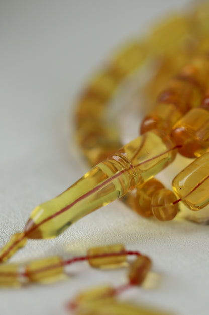 Natural Dominican Amber Rosary – Olive Oil Green with Green Reflections 45 Beads