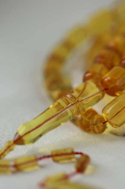 Natural Dominican Amber Rosary – Olive Oil Green with Green Reflections 45 Beads