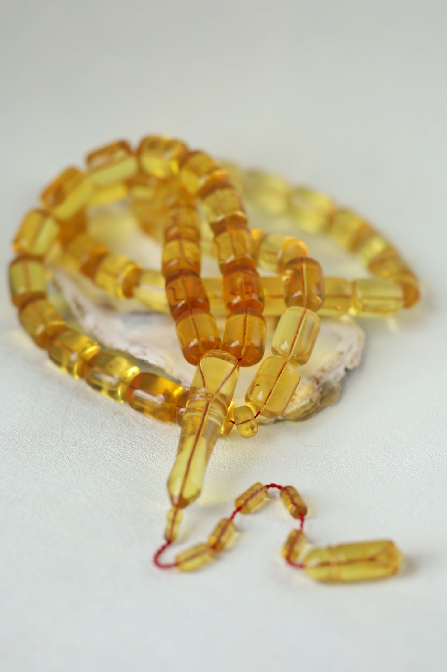 Natural Dominican Amber Rosary – Olive Oil Green with Green Reflections 45 Beads