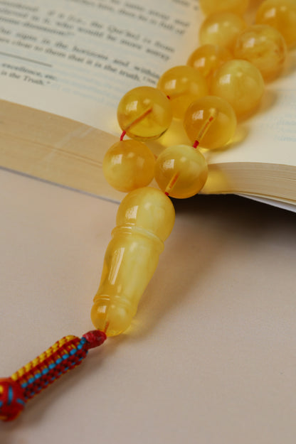 Long Half-Half Pattern Amber Misbah – 57 Beads