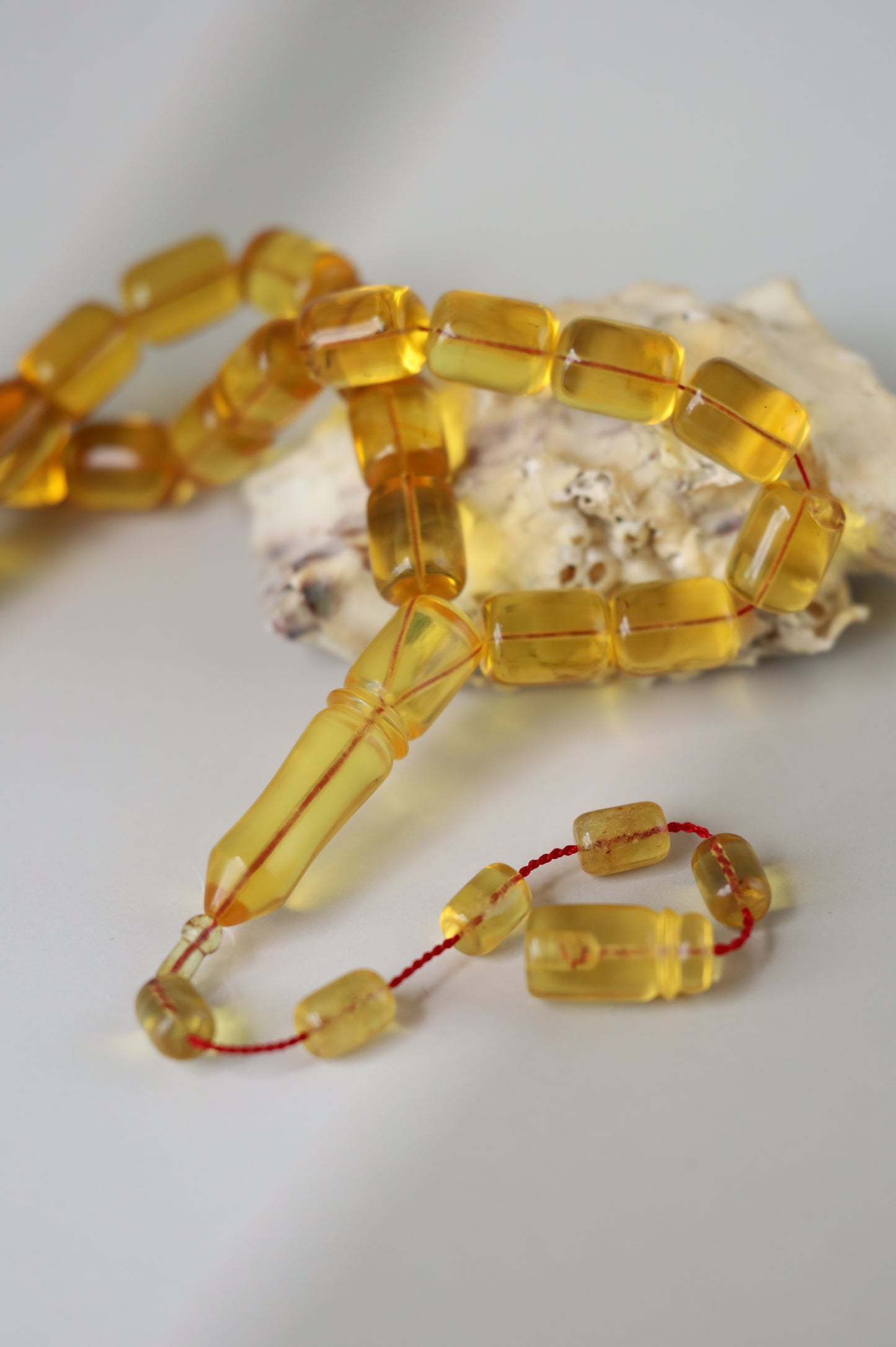 Natural Dominican Amber Rosary – Olive Oil Green with Green Reflections 45 Beads