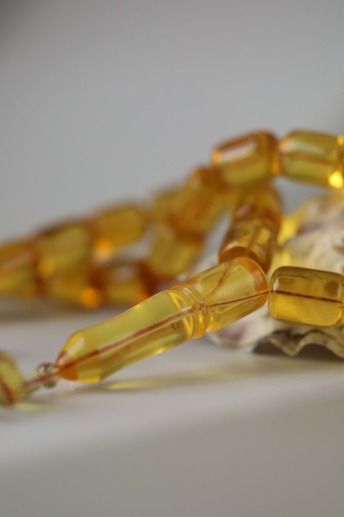 Natural Dominican Amber Rosary – Olive Oil Green with Green Reflections 45 Beads