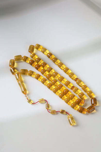 Natural Dominican Amber Rosary – Olive Oil Green with Green Reflections 45 Beads