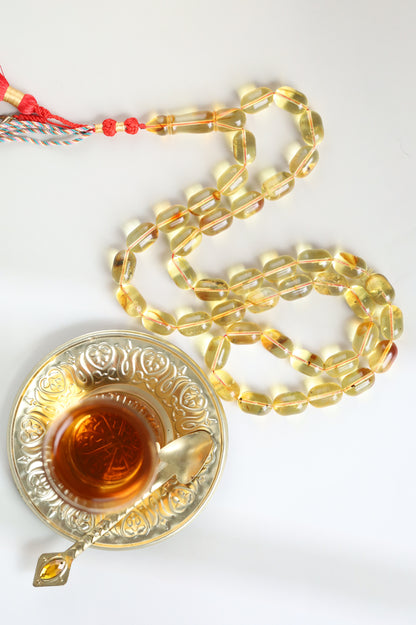 Natural Transparent Citron Amber Rosary – 42 Beads | Everyday Use