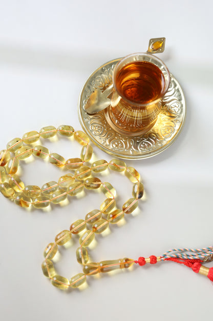 Natural Transparent Citron Amber Rosary – 42 Beads | Everyday Use