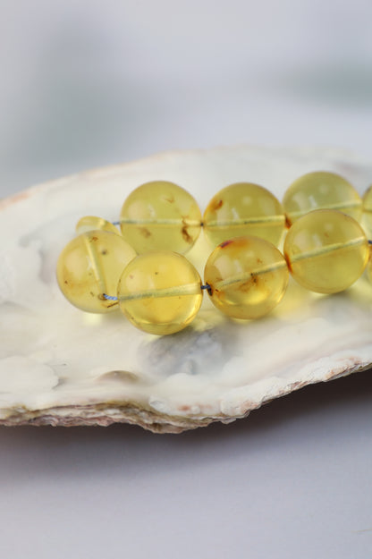 Natural Green Caribbean Amber Tasbih – 33 Beads (13.5mm)