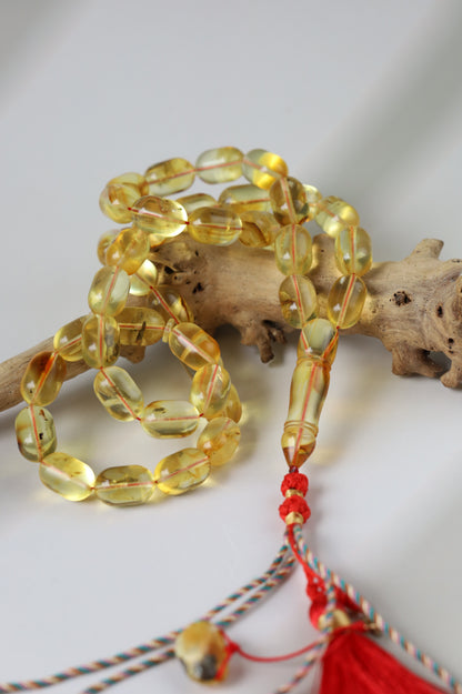 Natural Transparent Citron Amber Rosary – 42 Beads | Everyday Use