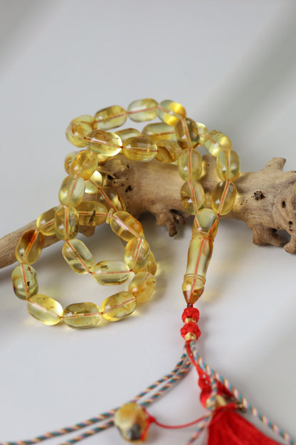 Natural Transparent Citron Amber Rosary – 42 Beads | Everyday Use