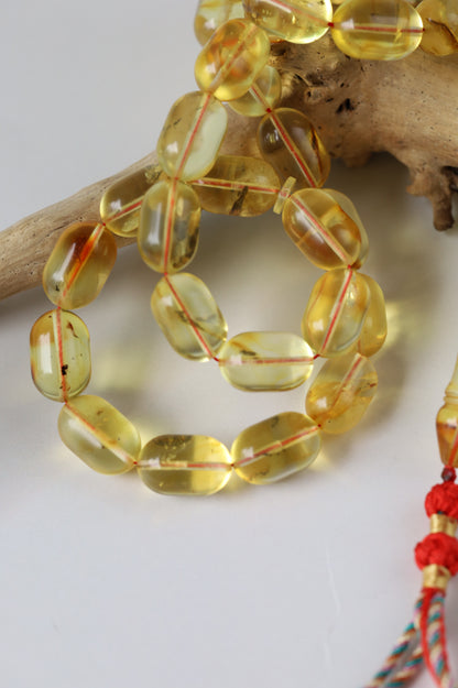 Natural Transparent Citron Amber Rosary – 42 Beads | Everyday Use