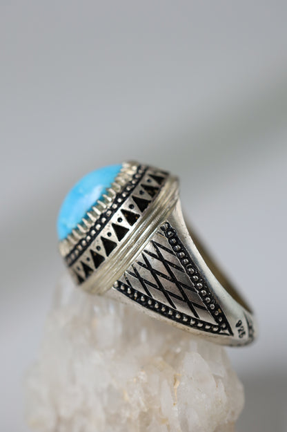 Oval Persian Turquoise Ring – 925 Silver | Natural Inclusions