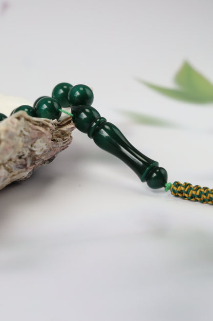 Two-Tone Dark Green Galalith Misbah – 37 Beads