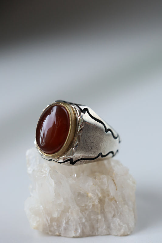 Yemeni Agate Ring – 925 Silver | Masculine Design