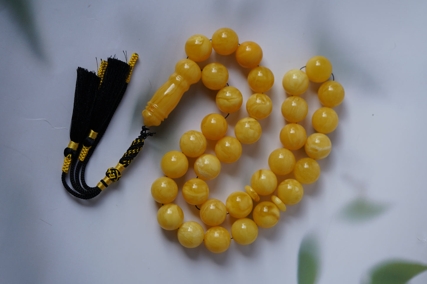 Natural Unique Huge Butterscotch Amber Misbaha Prayer Beads 19.5 mm + Certificate 33 Beads