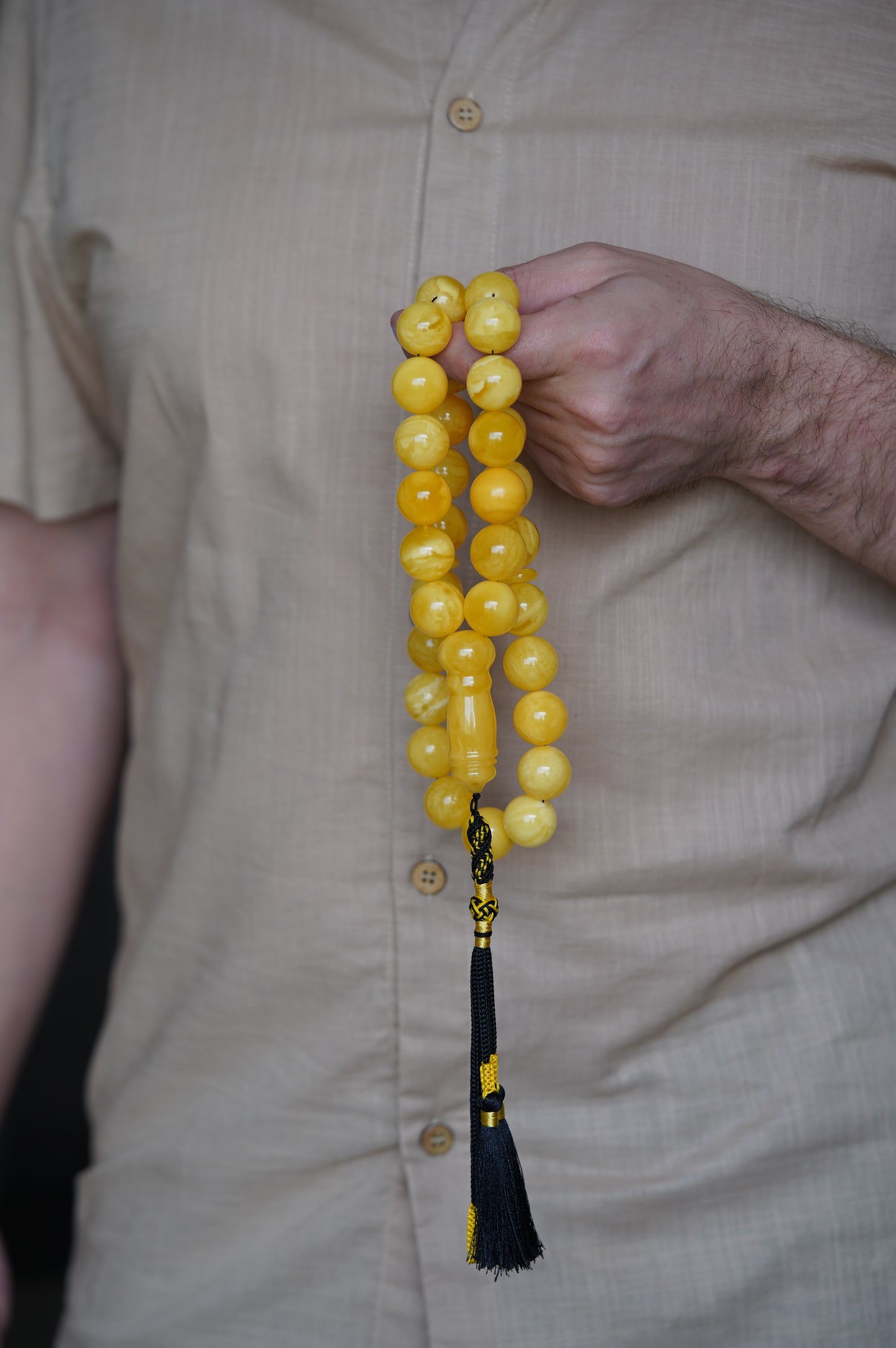 Natural Unique Huge Butterscotch Amber Misbaha Prayer Beads 19.5 mm + Certificate 33 Beads
