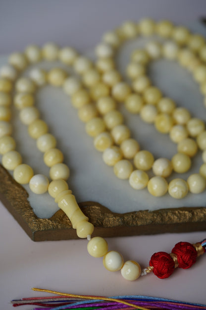 Royal White Amber Rosary / Tasbih 99 with Certificate