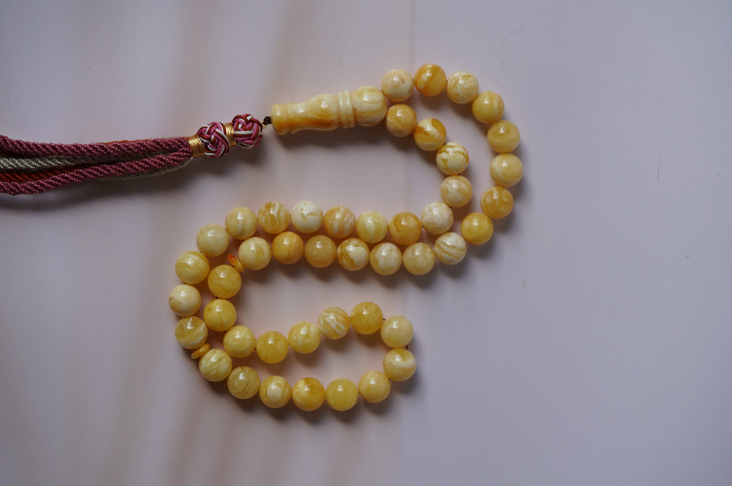 Butterscotch Marble Amber Rosary 45 beads with Certificate