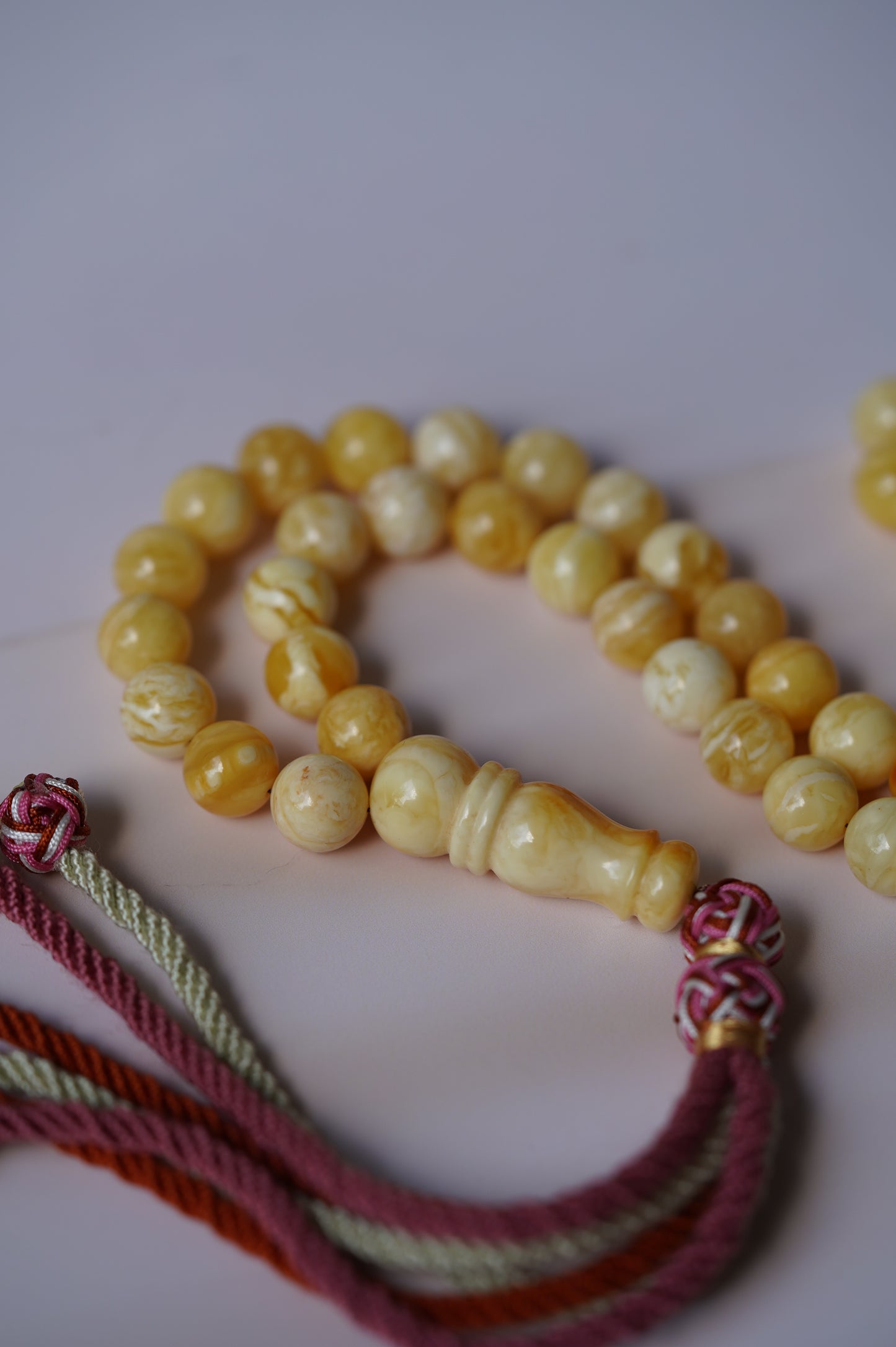 Butterscotch Marble Amber Rosary 45 beads with Certificate