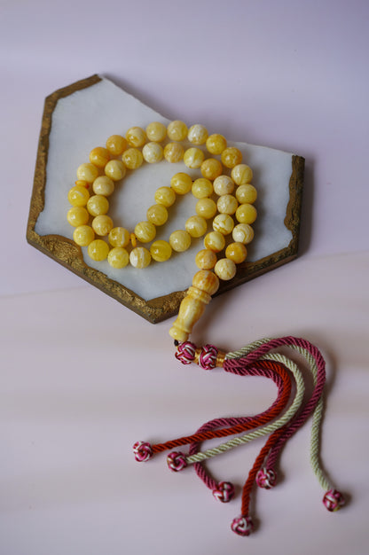 Butterscotch Marble Amber Rosary 45 beads with Certificate