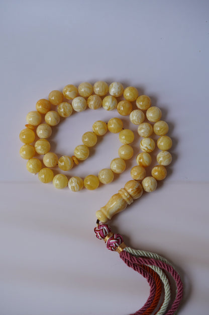 Butterscotch Marble Amber Rosary 45 beads with Certificate