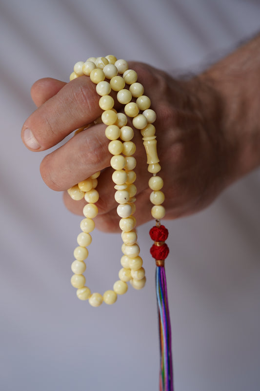 Royal White Amber Rosary / Tasbih 99 with Certificate