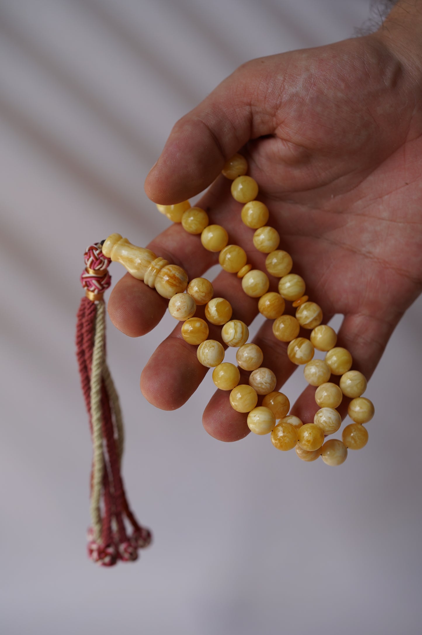 Butterscotch Marble Amber Rosary 45 beads with Certificate