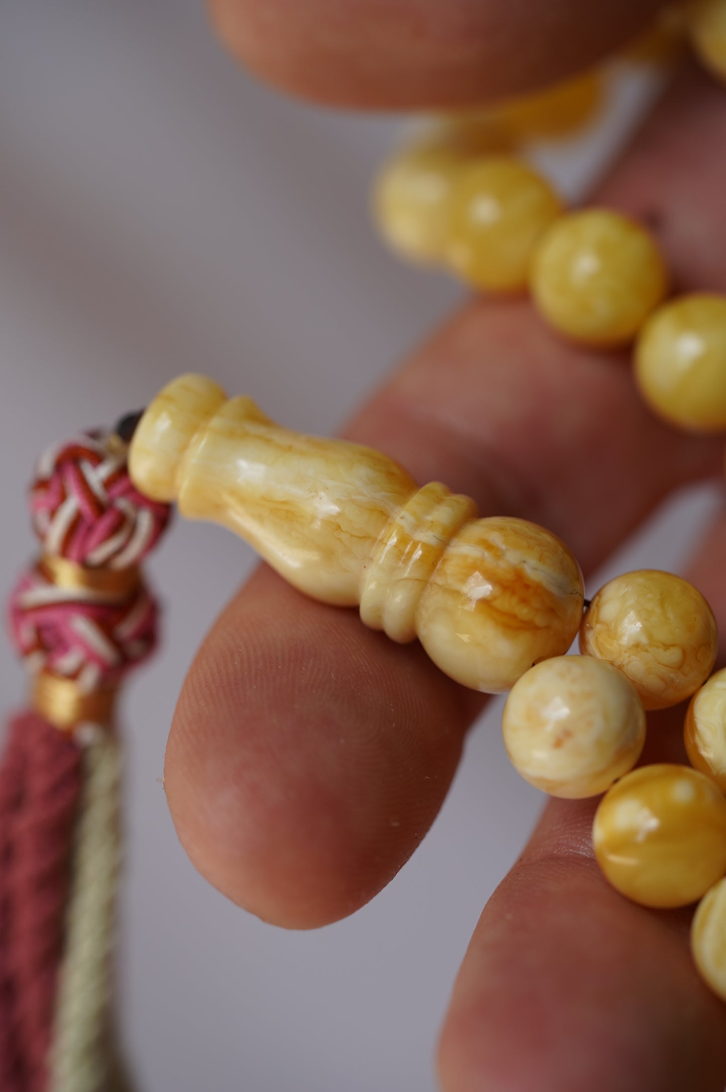 Butterscotch Marble Amber Rosary 45 beads with Certificate