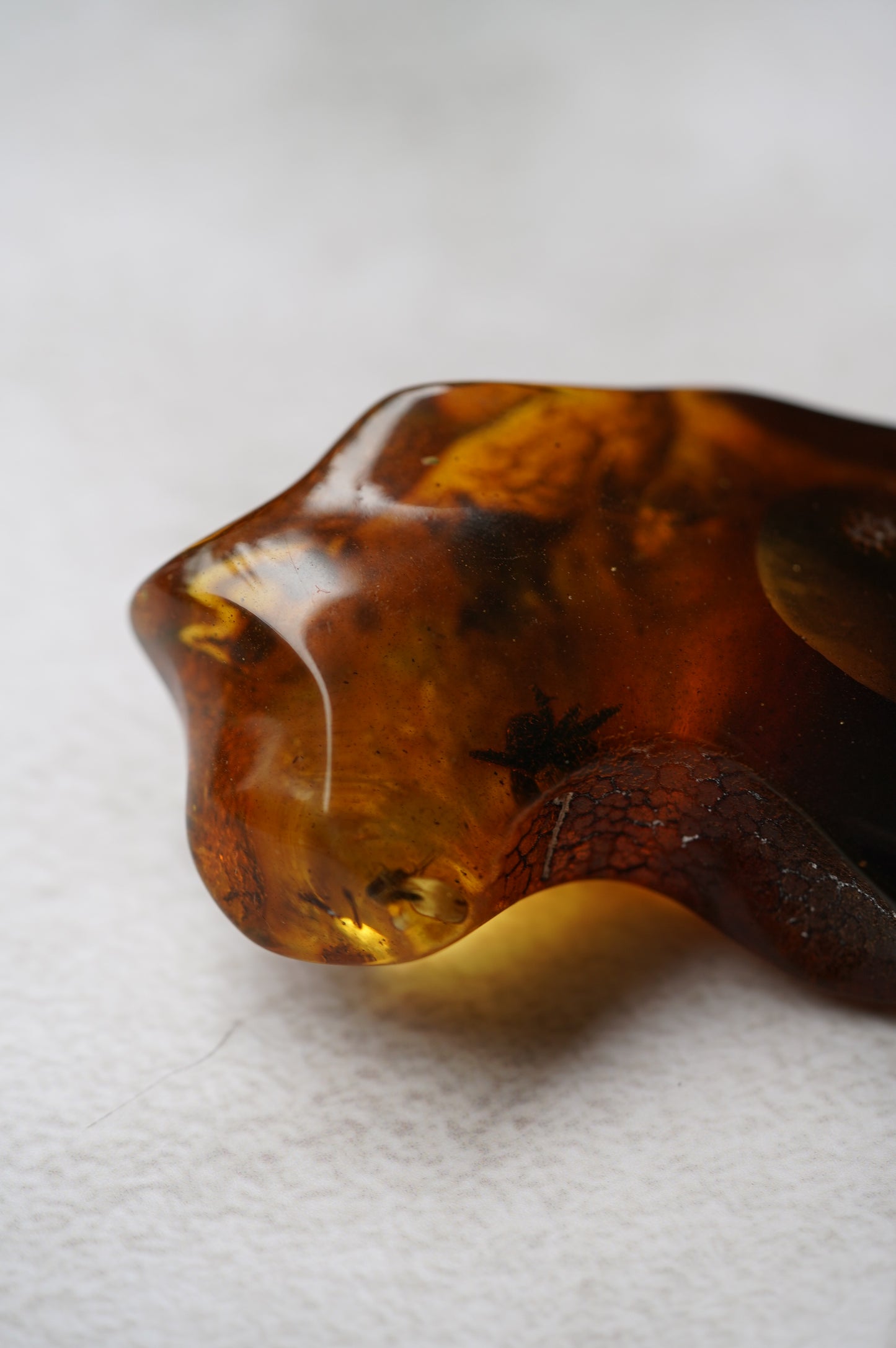 Unique Amber Piece with Multiple Insects Inclusions: 2 spiders and 2 flies