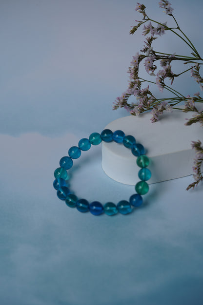 Light Blue Amber Beaded Bracelet 10mm